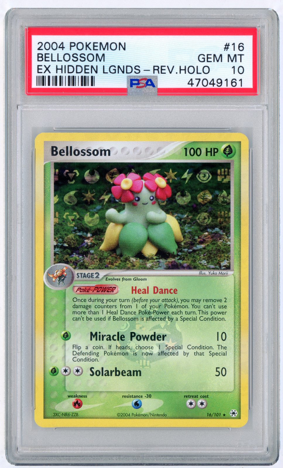 POKEMON - 2004 BELLOSSOM - EX HIDDEN LEGENDS - REVERSE HOLO #16 PSA 10 GEM MINT – Photo 1