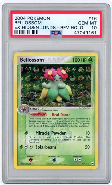 POKEMON - 2004 BELLOSSOM - EX HIDDEN LEGENDS - REVERSE HOLO #16 PSA 10 GEM MINT